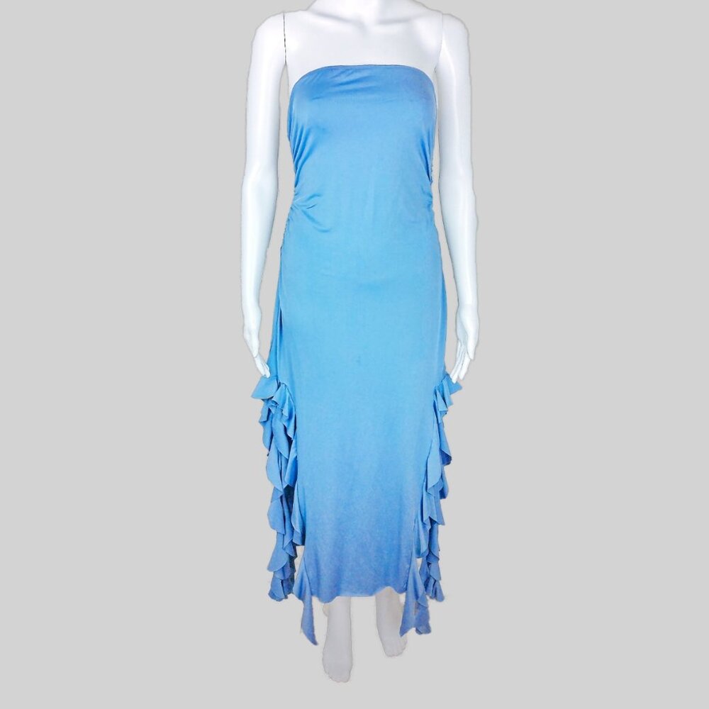 Frilly Ruffle Tube Baby Blue Dress